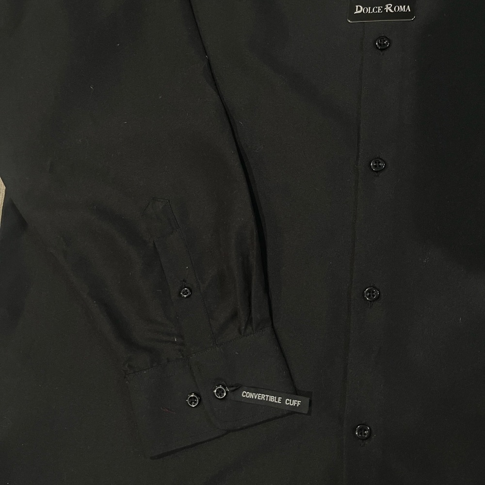 DOLCE ROMA MEN’S BLACK BUTTON DOWN DRESS SHIRT | LARGE 18-18.5 34/35 | NWT - Picture 8 of 8